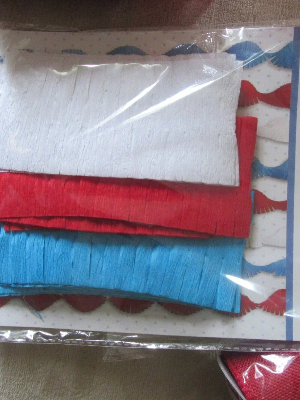 Vintage 4th of July decoration; Fringe crepe paper streamers & decorative ribbon